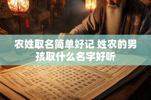 农姓取名简单好记 姓农的男孩取什么名字好听
