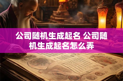 公司随机生成起名 公司随机生成起名怎么弄