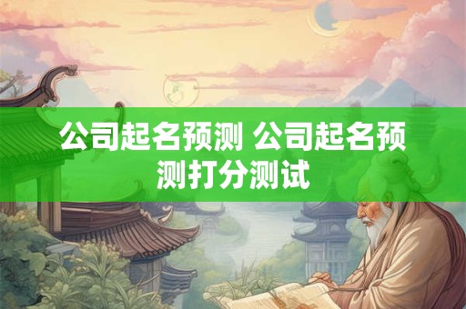 公司起名预测 公司起名预测打分测试