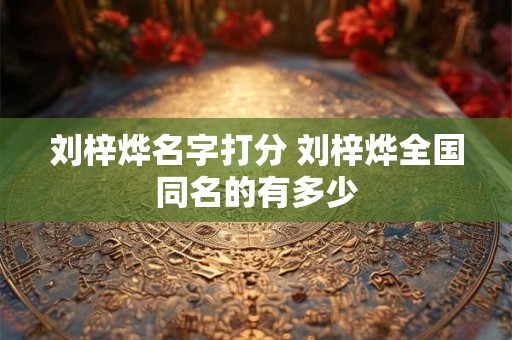 刘梓烨名字打分 刘梓烨全国同名的有多少