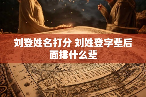 刘登姓名打分 刘姓登字辈后面排什么辈