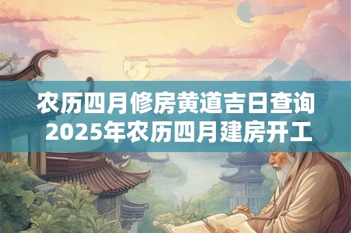 农历四月修房黄道吉日查询 2025年农历四月建房开工动土吉日