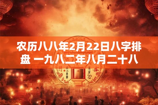 农历八八年2月22日八字排盘 一九八二年八月二十八出生命运怎么样