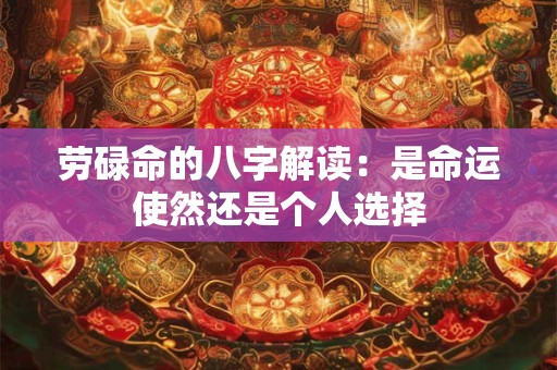 劳碌命的八字解读：是命运使然还是个人选择