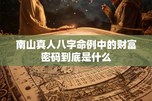 南山真人八字命例中的财富密码到底是什么