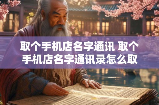 取个手机店名字通讯 取个手机店名字通讯录怎么取