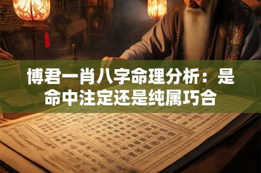 博君一肖八字命理分析:是命中注定还是纯属巧合 博君一肖八字命理分析:是命中注定还是纯属巧合