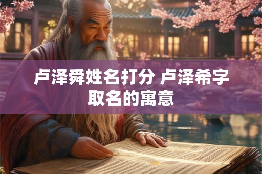 卢泽舜姓名打分 卢泽希字取名的寓意