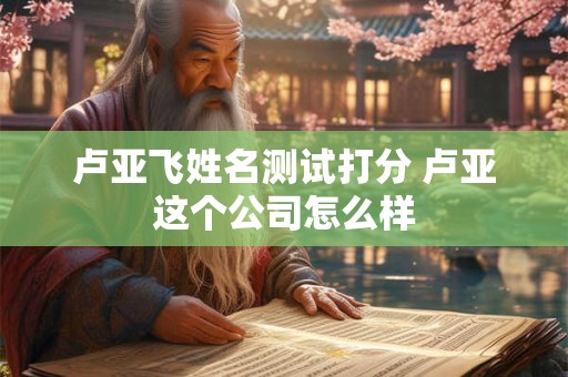 卢亚飞姓名测试打分 卢亚这个公司怎么样 卢亚飞姓名测试打分 卢亚这个公司怎么样