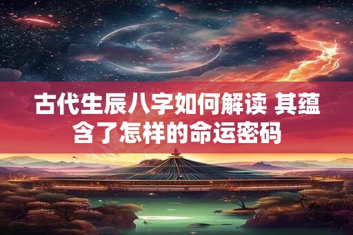 古代生辰八字如何解读 其蕴含了怎样的命运密码