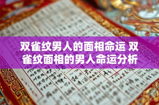 双雀纹男人的面相命运 双雀纹面相的男人命运分析