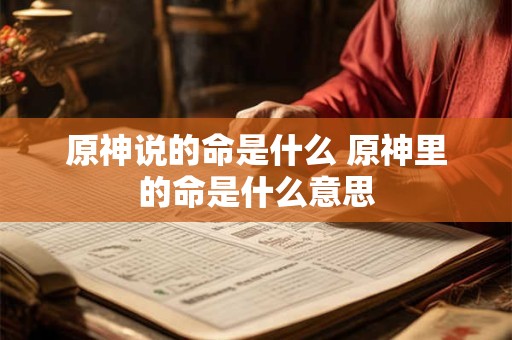 原神说的命是什么 原神里的命是什么意思