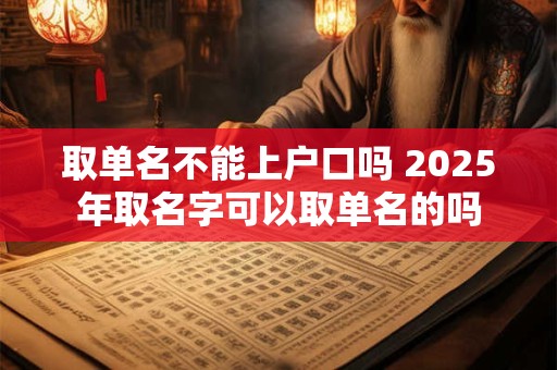 取单名不能上户口吗 2025年取名字可以取单名的吗