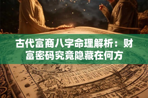 古代富商八字命理解析:财富密码究竟隐藏在何方 古代富商八字命理解析:财富密码究竟隐藏在何方