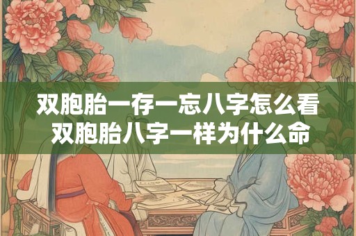 双胞胎一存一忘八字怎么看 双胞胎八字一样为什么命不一样