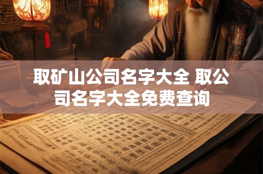 取矿山公司名字大全 取公司名字大全免费查询