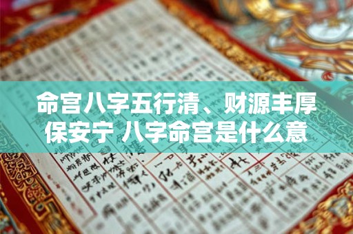 命宫八字五行清、财源丰厚保安宁 八字命宫是什么意思 命宫与八字的关系