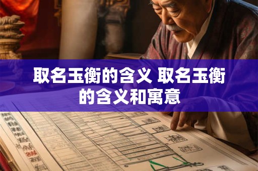 取名玉衡的含义 取名玉衡的含义和寓意