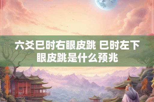 六爻巳时右眼皮跳 巳时左下眼皮跳是什么预兆
