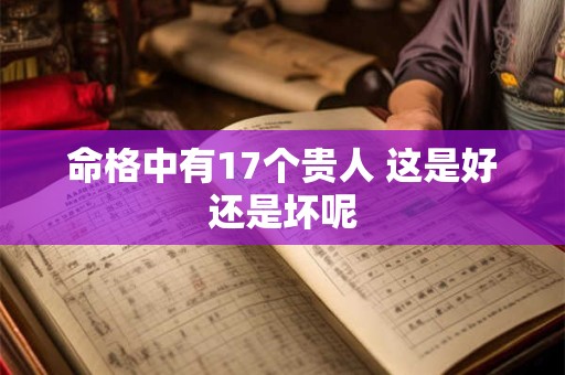 命格中有17个贵人 这是好还是坏呢 命格中有17个贵人 这是好还是坏呢
