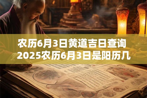 农历6月3日黄道吉日查询 2025农历6月3日是阳历几月几日
