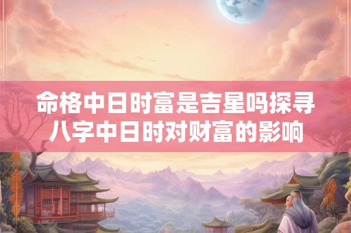 命格中日时富是吉星吗探寻八字中日时对财富的影响