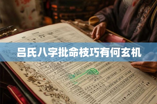 吕氏八字批命枝巧有何玄机