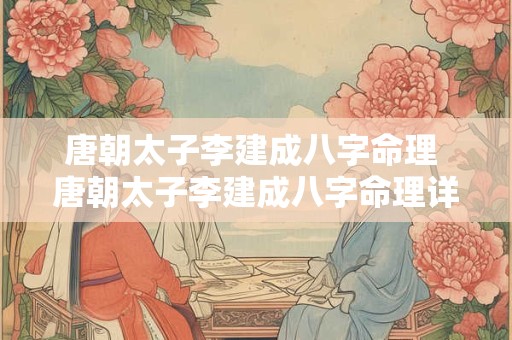唐朝太子李建成八字命理 唐朝太子李建成八字命理详解 唐朝太子李建成八字命理 唐朝太子李建成八字命理详解