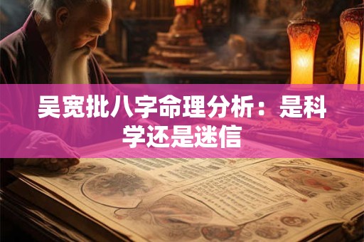 吴宽批八字命理分析：是科学还是迷信