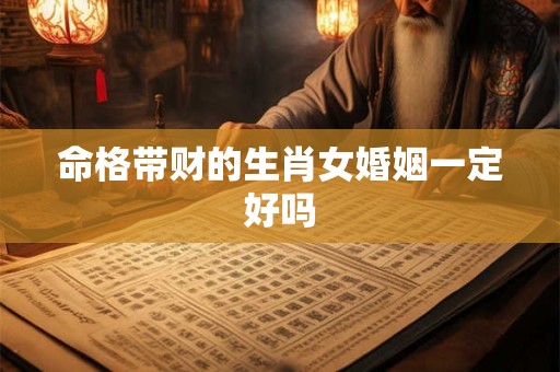 命格带财的生肖女婚姻一定好吗