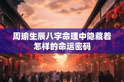 详细阅读:周瑜生辰八字命理中隐藏着怎样的命运密码 周瑜生辰八字命理中隐藏着怎样的命运密码