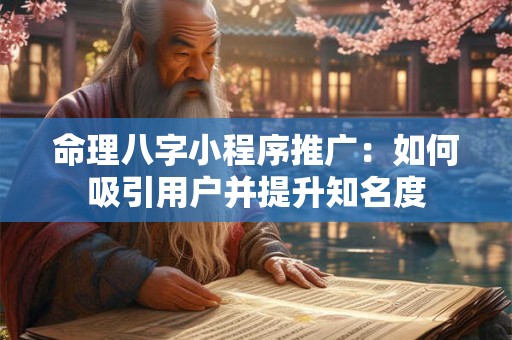 命理八字小程序推广：如何吸引用户并提升知名度