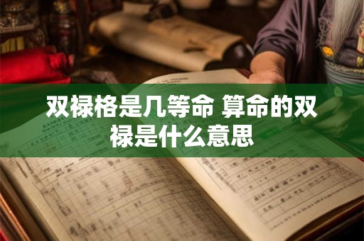 双禄格是几等命 算命的双禄是什么意思