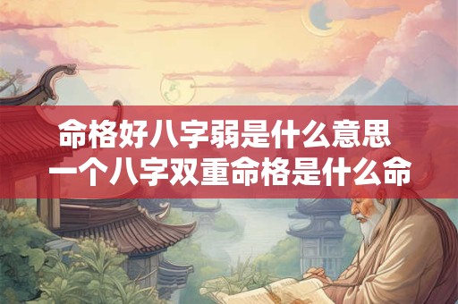 命格好八字弱是什么意思 一个八字双重命格是什么命