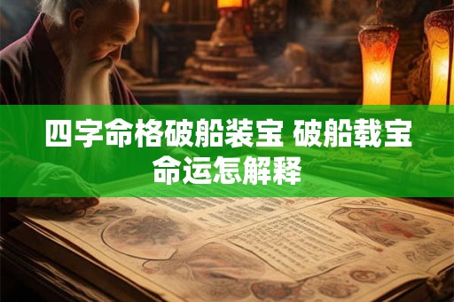 四字命格破船装宝 破船载宝命运怎解释