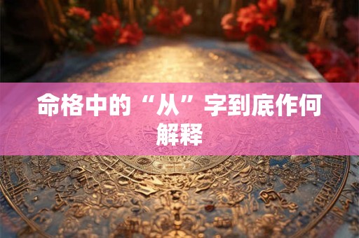 命格中的“从”字到底作何解释