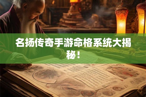 名扬传奇手游命格系统大揭秘！