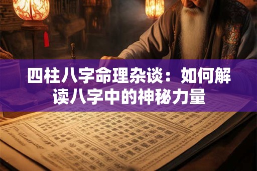 四柱八字命理杂谈：如何解读八字中的神秘力量