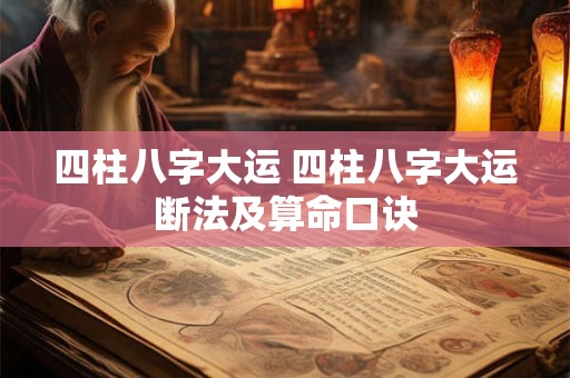 四柱八字大运 四柱八字大运断法及算命口诀