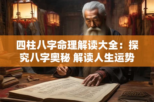 四柱八字命理解读大全：探究八字奥秘 解读人生运势