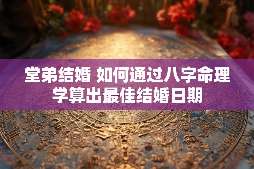 详细阅读:堂弟结婚 如何通过八字命理学算出最佳结婚日期 堂弟结婚 如何通过八字命理学算出最佳结婚日期