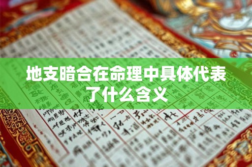 地支暗合在命理中具体代表了什么含义 地支暗合在命理中具体代表了什么含义