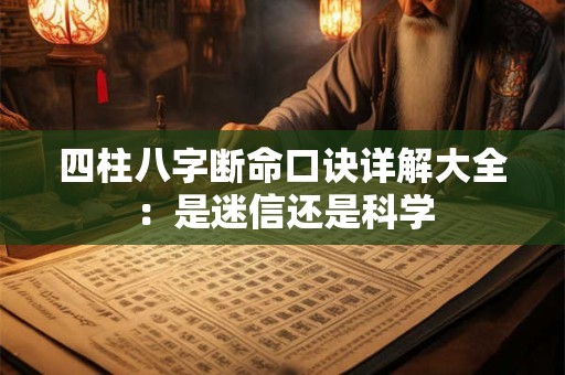 四柱八字断命口诀详解大全：是迷信还是科学