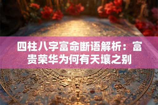 四柱八字富命断语解析：富贵荣华为何有天壤之别