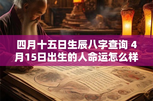 四月十五日生辰八字查询 4月15日出生的人命运怎么样