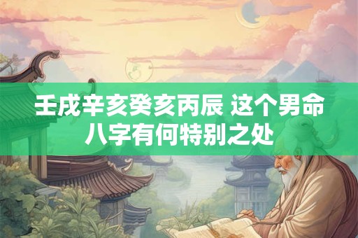 壬戌辛亥癸亥丙辰 这个男命八字有何特别之处