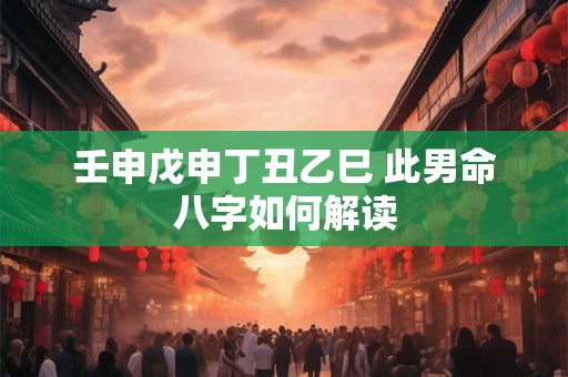 壬申戊申丁丑乙巳 此男命八字如何解读 壬申戊申丁丑乙巳 此男命八字如何解读