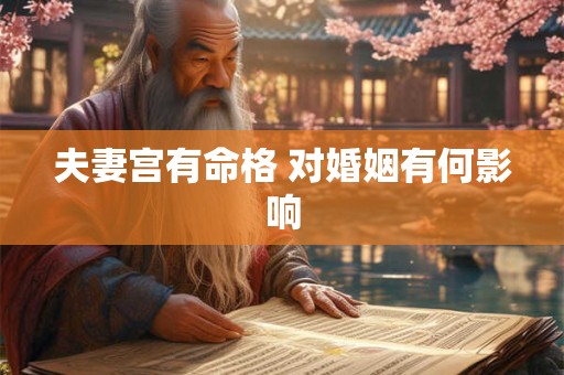 夫妻宫有命格 对婚姻有何影响