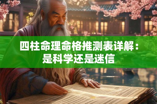 四柱命理命格推测表详解：是科学还是迷信
