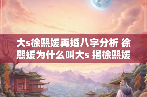 大s徐熙媛再婚八字分析 徐熙媛为什么叫大s 揭徐熙媛艺名由来